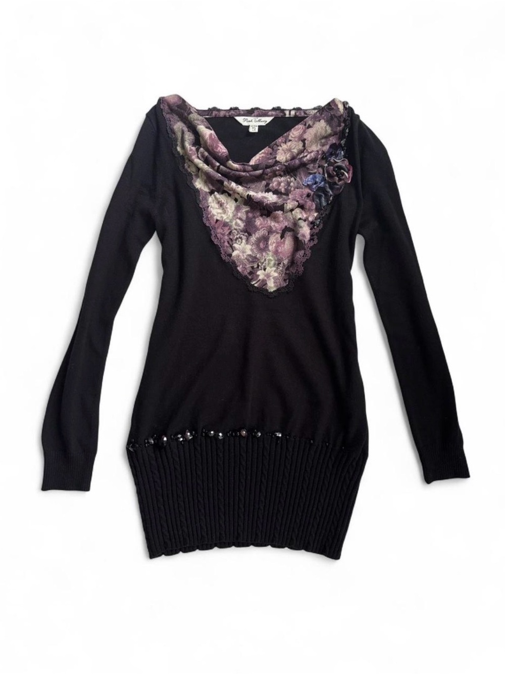 Pink Mary vintage lace trim beaded floral sweater dress Size S ˚⟡˖ ࣪